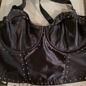 Black Studded Satin Bustier Top size XL studded mesh parade brand